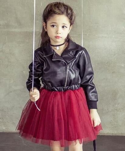 Leather Dress Embroidered With Sequins Leather Children Princess Dress