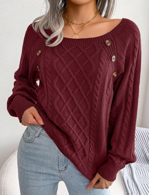 Square Neck Knitting Sweater