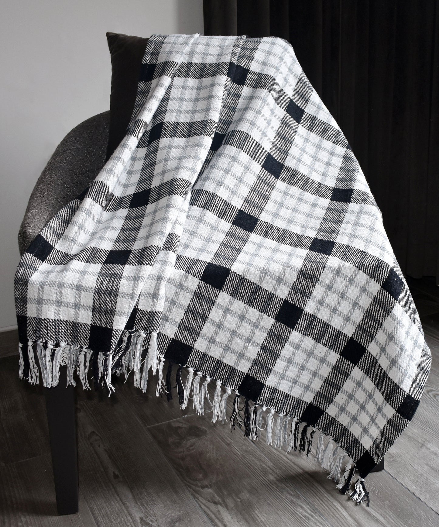 100% Cotton Woven Plaid Throw Blanket 50x60''