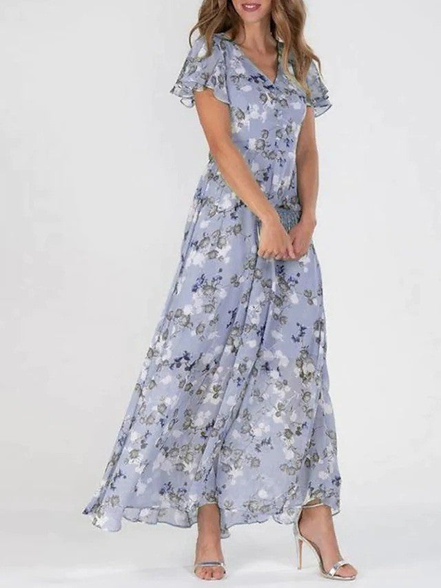Flowers Print Short Sleeve Dress