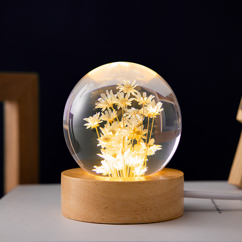 LED Night Light Flower Crystal Ball