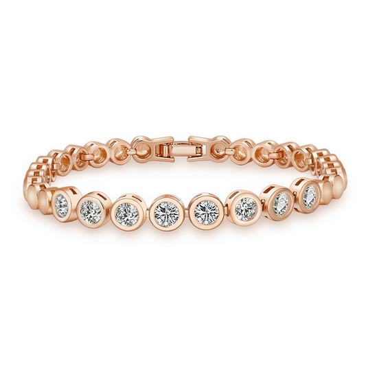 Zircon-plated champagne gold round diamond bracelet