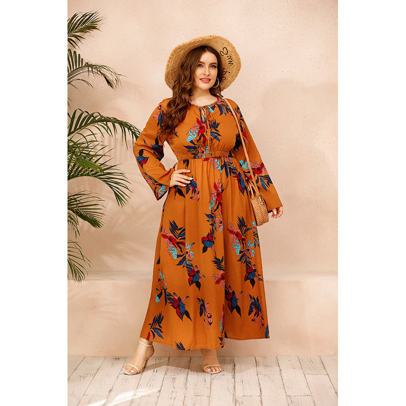 Maxi Dress floral female long sleep Robe