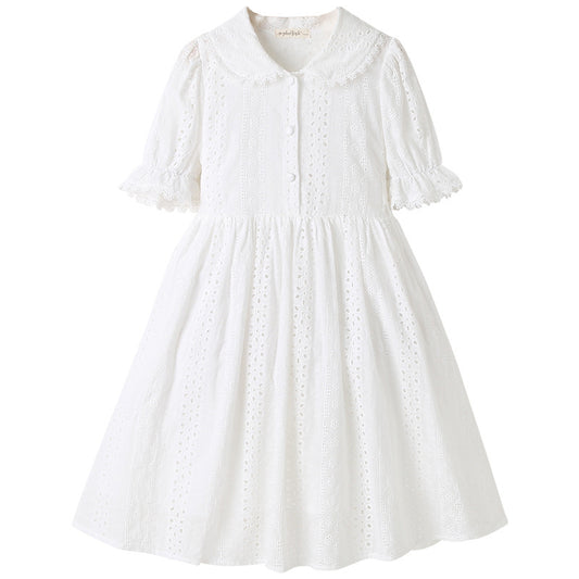 Skirt White Fairy Skirt Temperament Cotton Short-sleeved Summer Dress