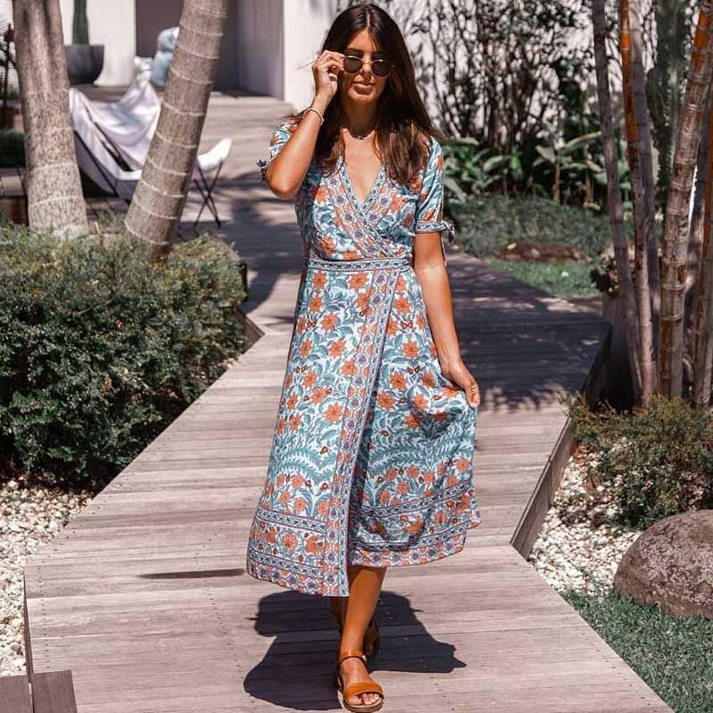 Bohemian Print Long Skirt Holiday Dress