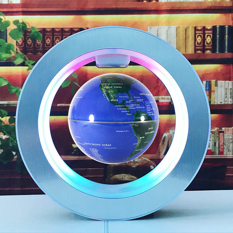 Round LED World Map Floating Globe Magnetic Levitation