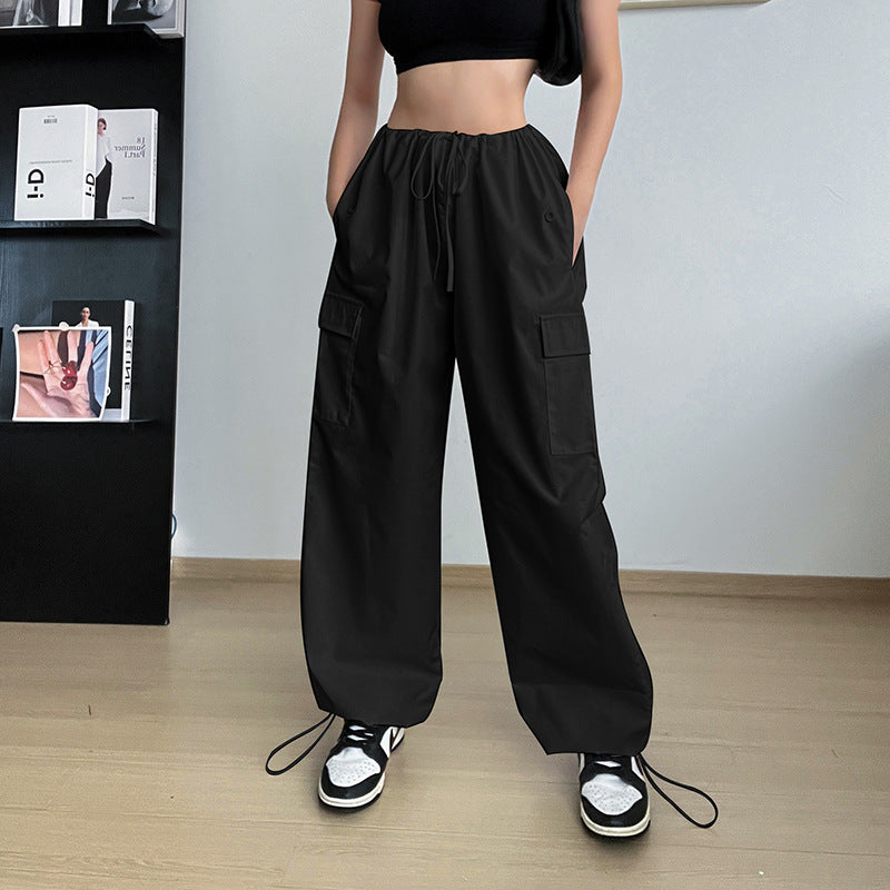 High-waisted Casual Straight Leg Cargo Pants