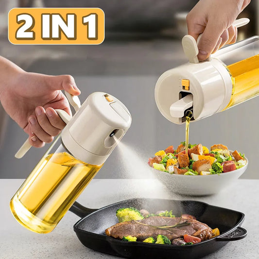 2 In 1 Oil Sprayer Bottle BBQ Cooking Oil Dispenser, Pourers & Sprayer