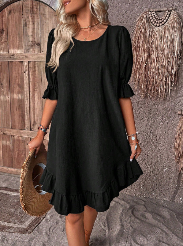 Fashion Ruffle Short-sleeved Dress