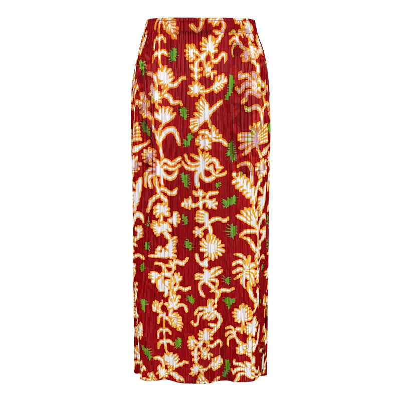 Printed High Waist Slit A- Line Skirt