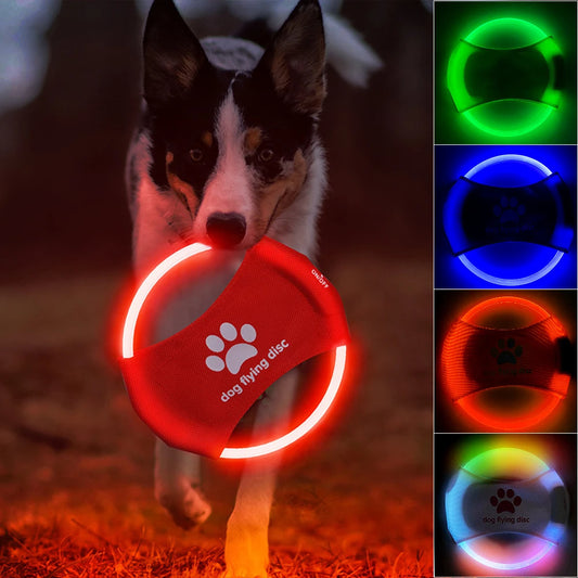 Dog Flying Discs Light Glowing LED Luminous Interactive Toys