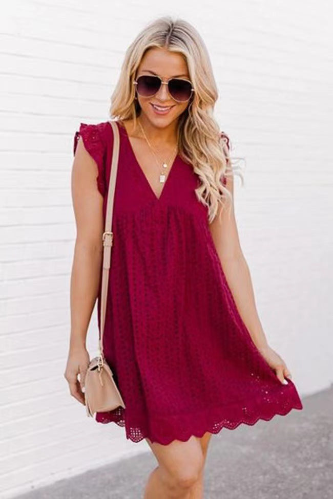 Jacquard V-Neck Beach Dress