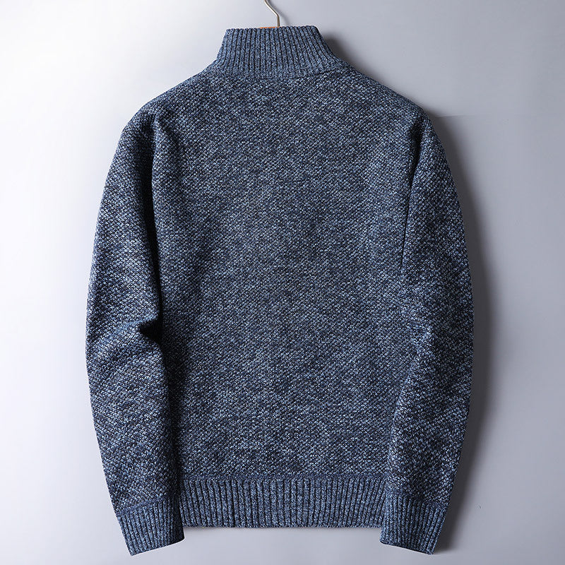 Loose Knit Coat Plush Men's Zipper Sweater