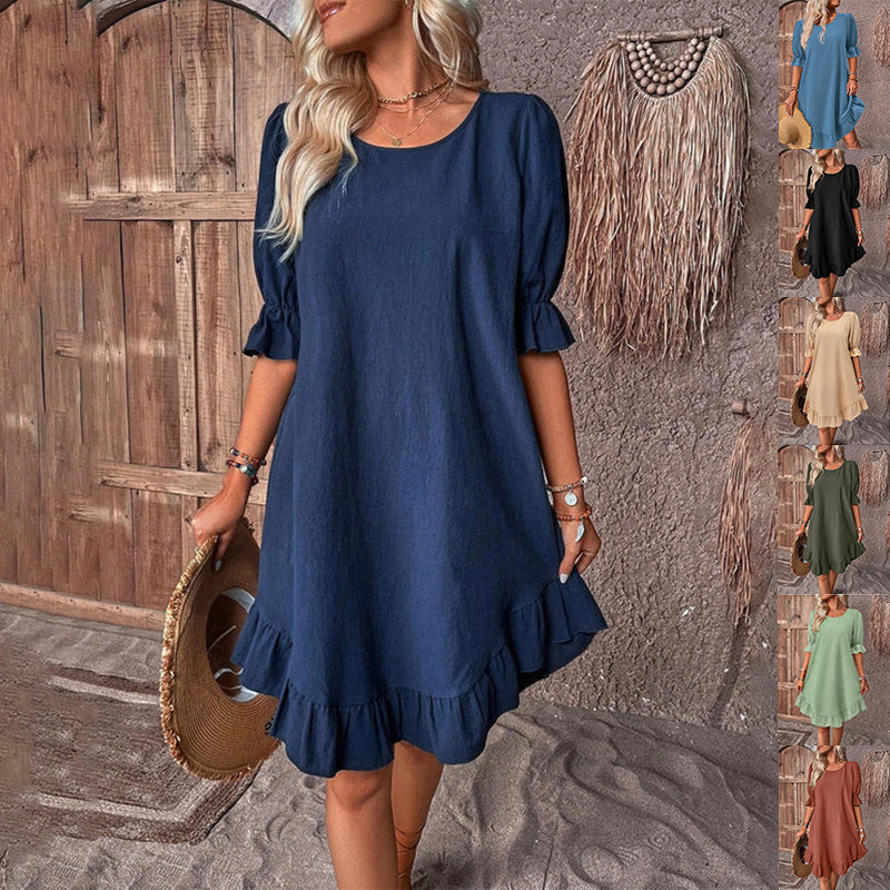 Fashion Ruffle Short-sleeved Dress