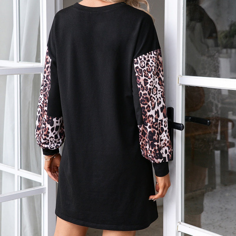 Leopard Print Round Neck Pullover