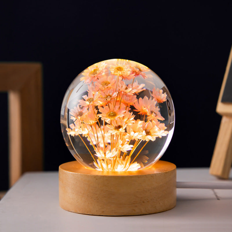 LED Night Light Flower Crystal Ball