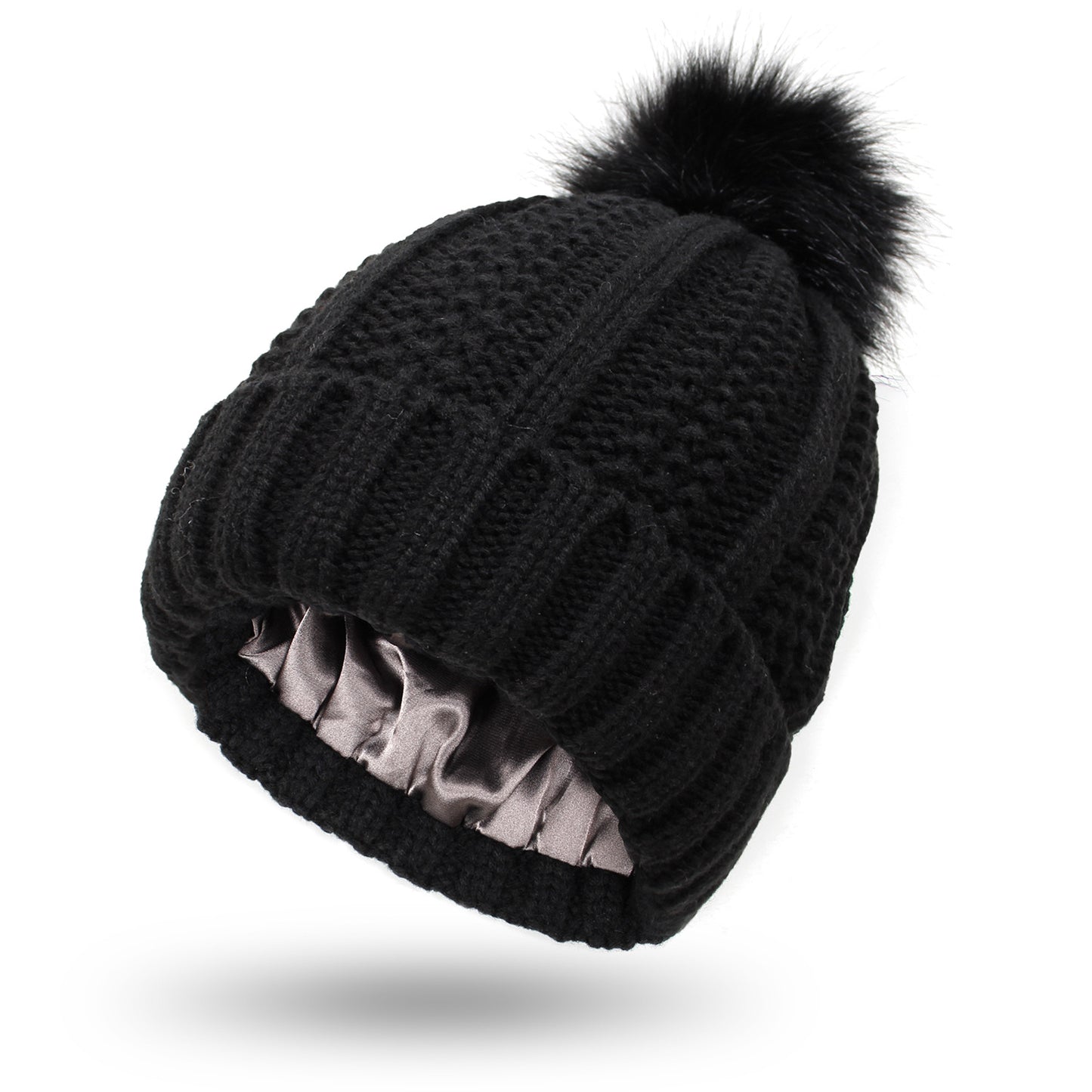 Stretchy Satin Lined Skull Knit Hats