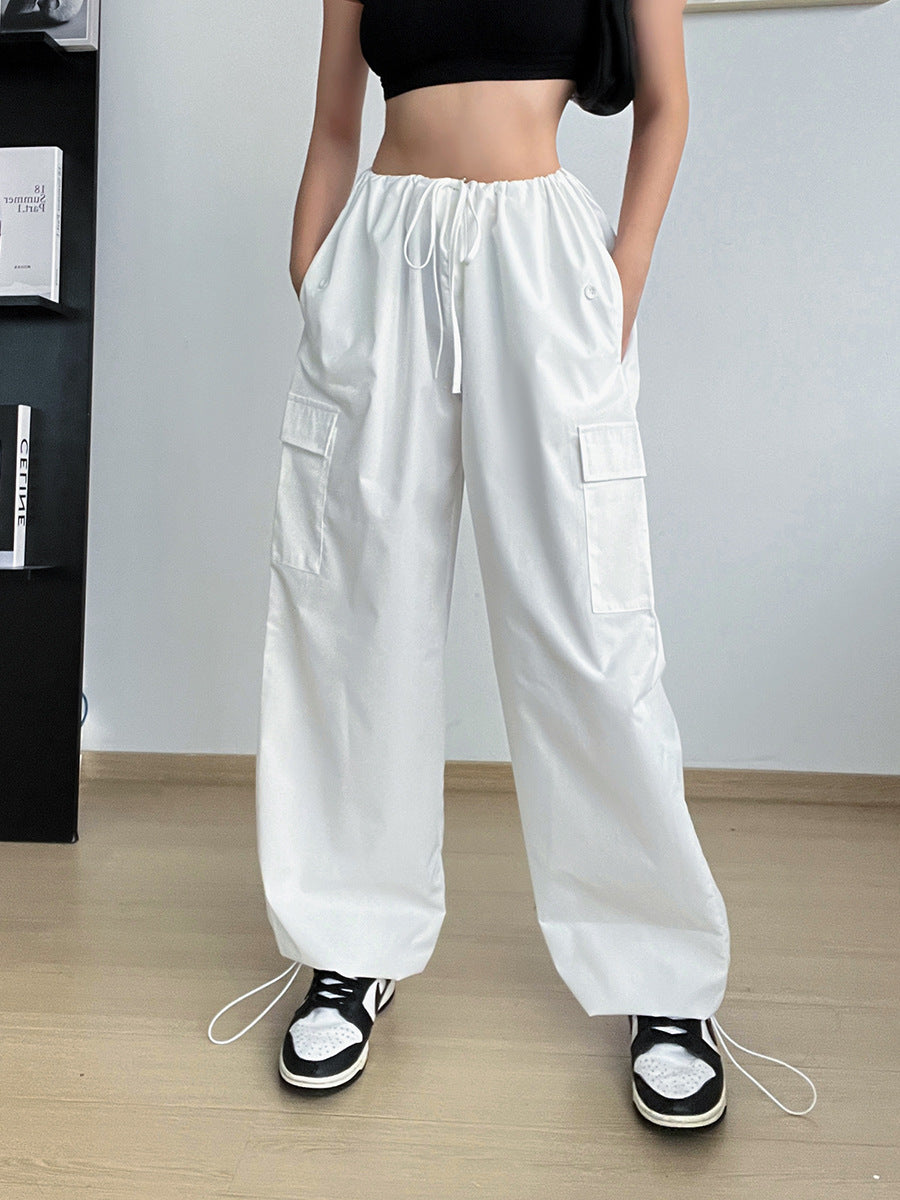 High-waisted Casual Straight Leg Cargo Pants