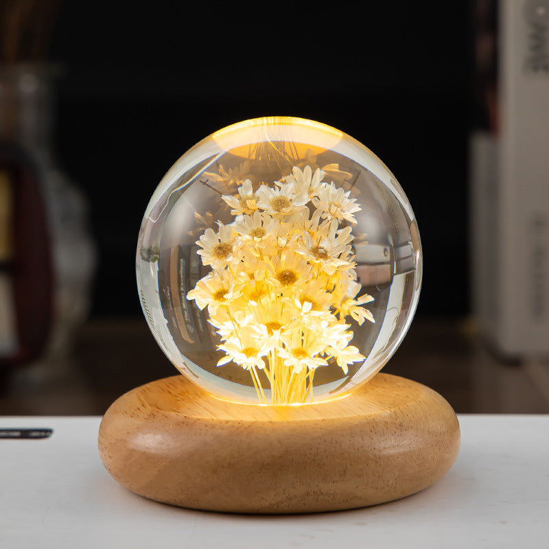 LED Night Light Flower Crystal Ball