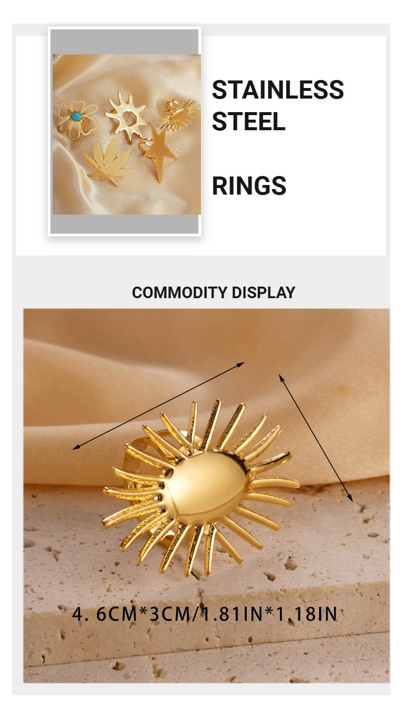 INS Cool Wind European And American Internet Hot Gold Retro Textured Simple Ring