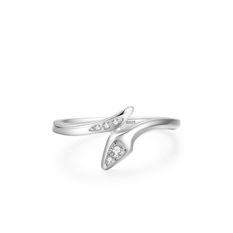 Sterling Silver Snake Ring Female Stackable Band Ring