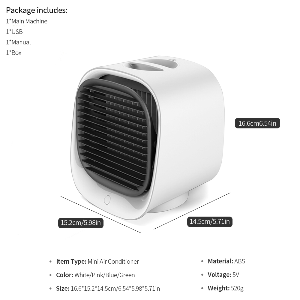 Portable USB Air Cooler Fan Mini Desktop Air Conditioner