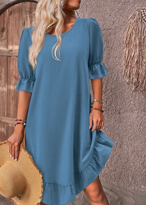 Fashion Ruffle Short-sleeved Dress