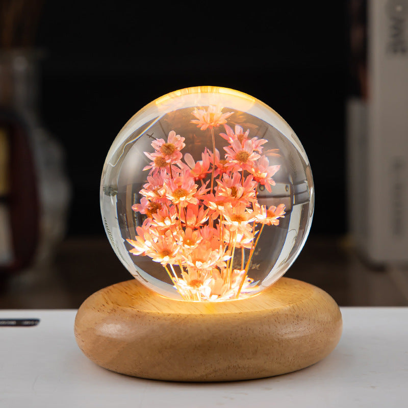 LED Night Light Flower Crystal Ball