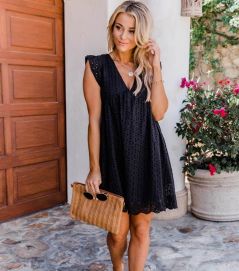 Jacquard V-Neck Beach Dress