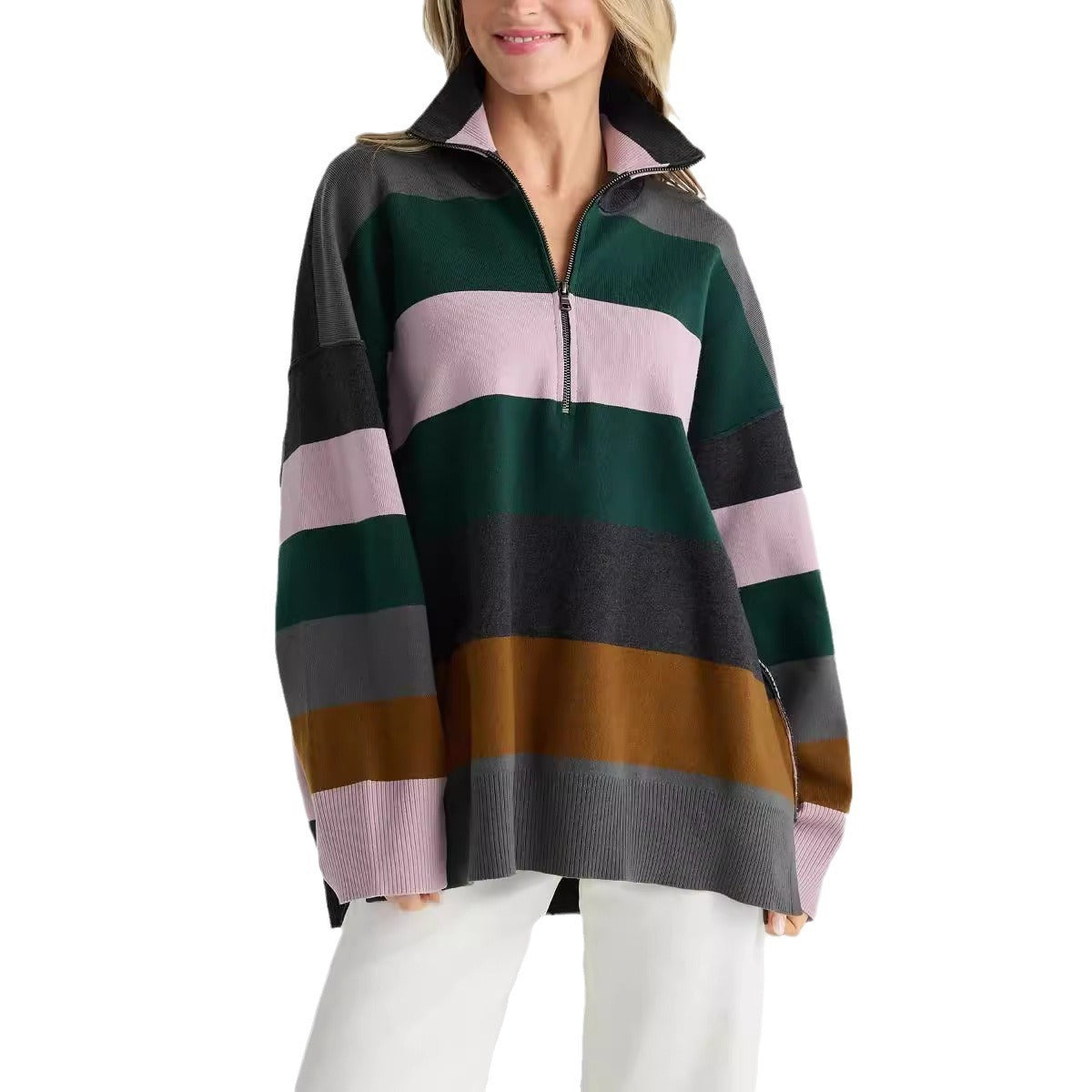 Women's Half Zip Turtleneck Pullover Long Sleeve