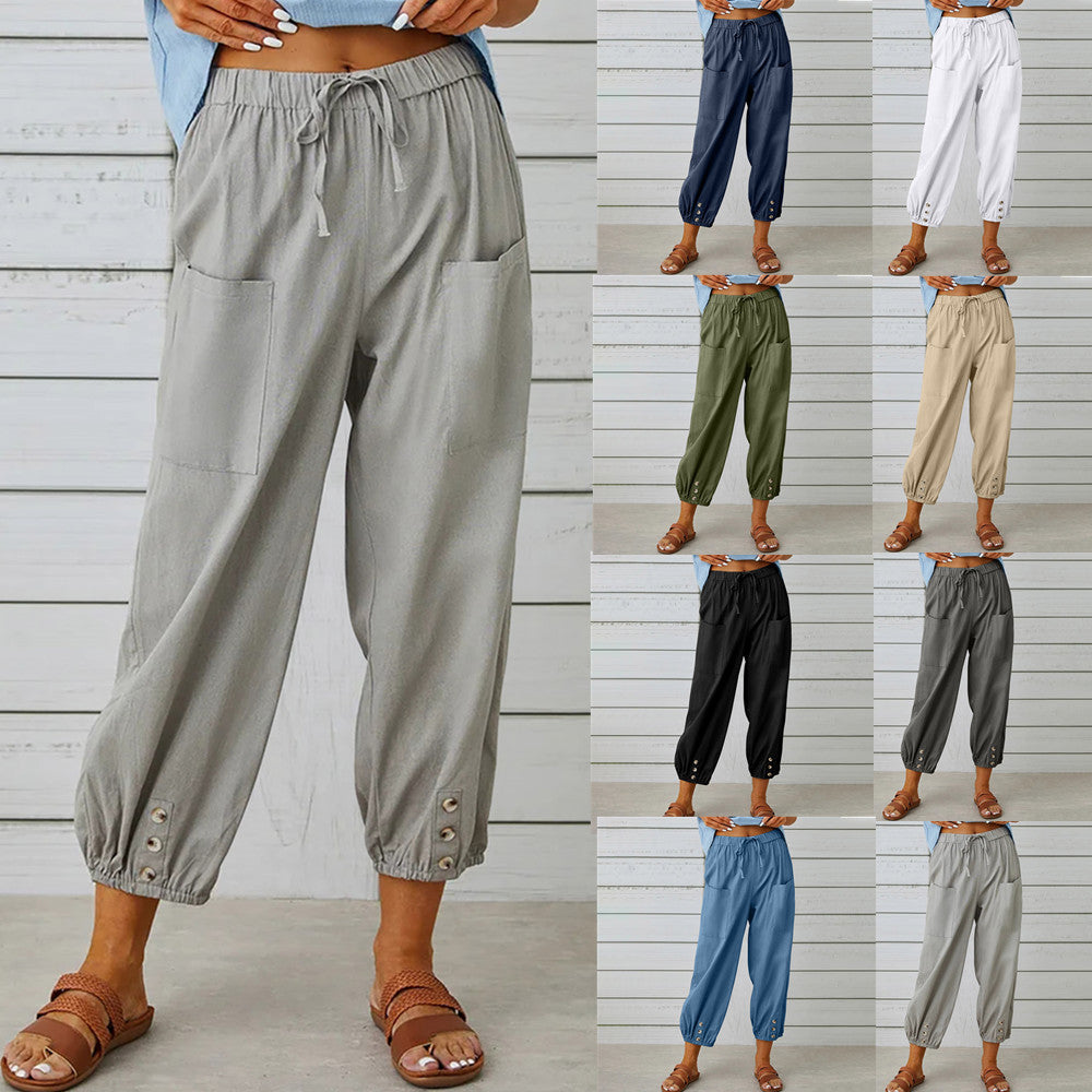 Women Drawstring Tie Pants