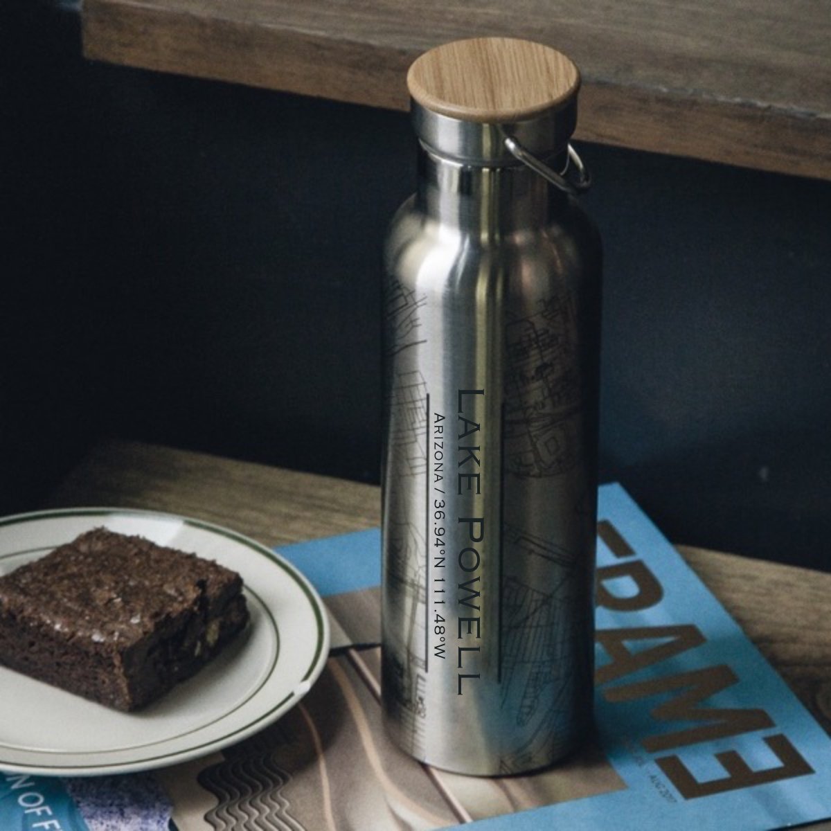 Lake Powell - Arizona Map Bottle with Bamboo Top